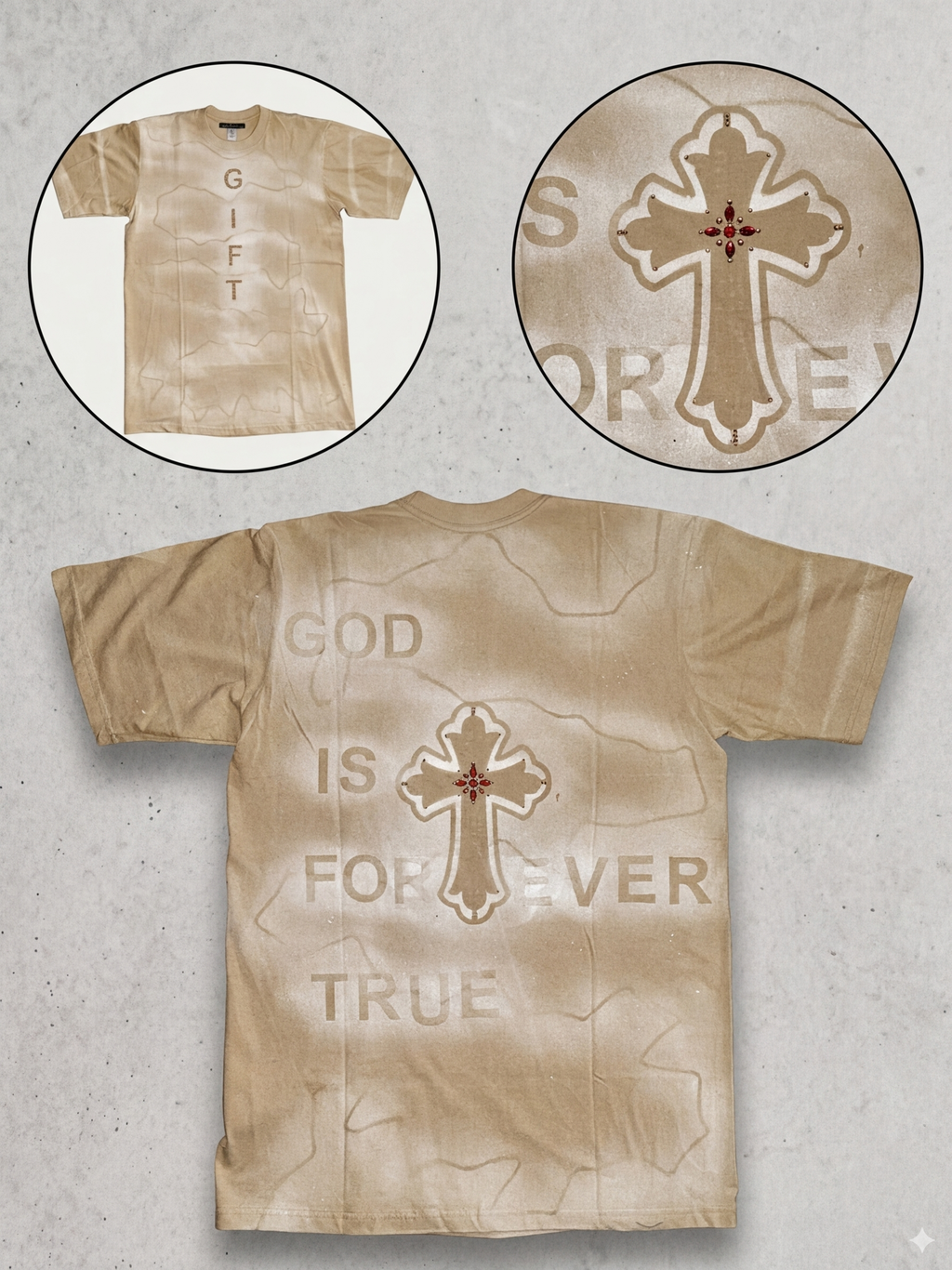G.I.F.T. Signature Tee- God Is Forever True ( Beige)
